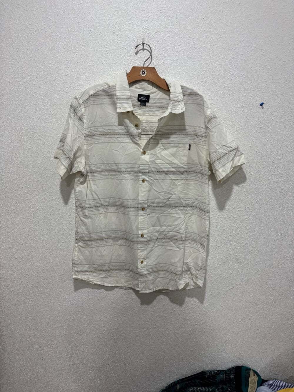 O'Neill Men's Striped Short Sleeve Button Down Surfer Shirt Size L